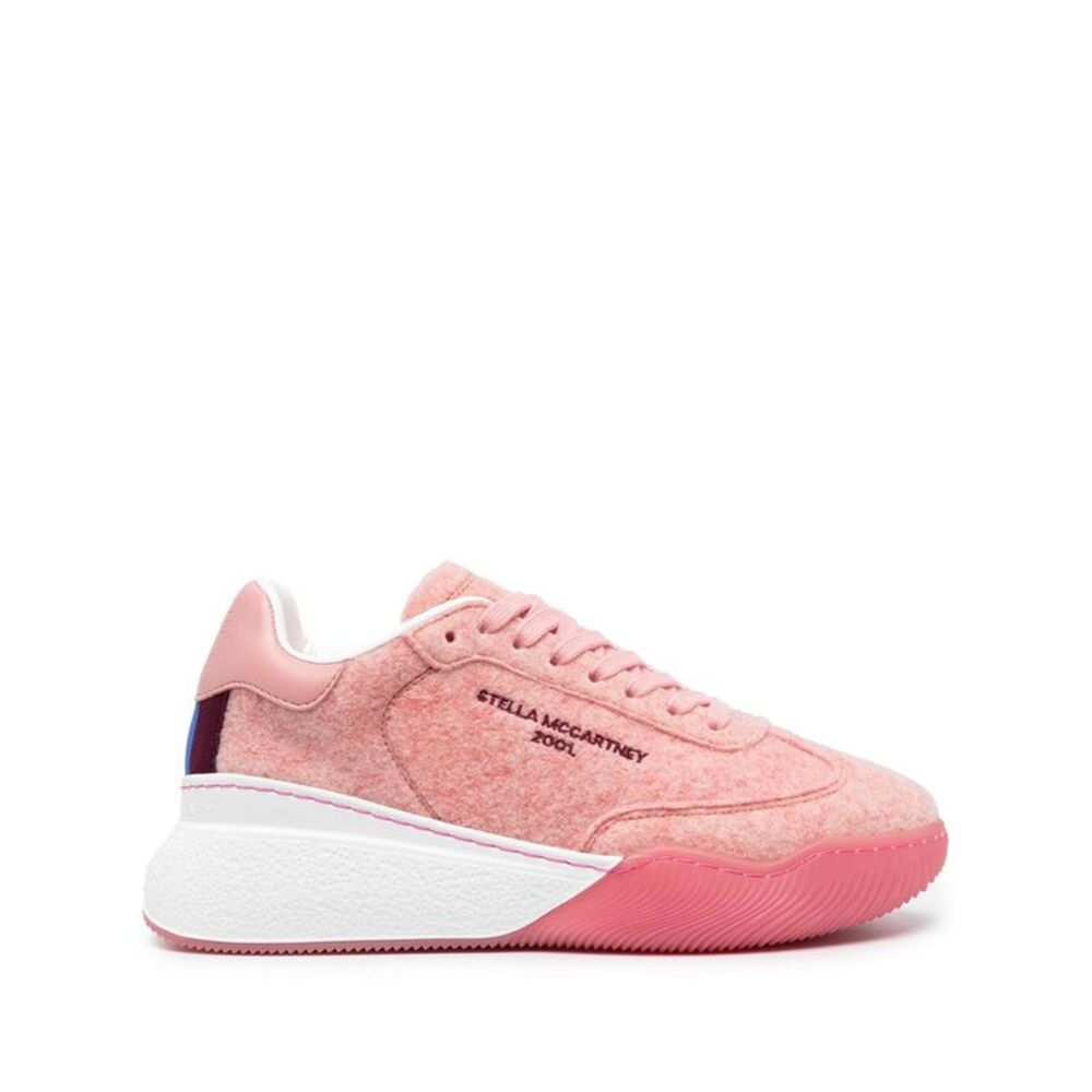 STELLAMCCARTNEY Womens Pink 1" Platform Felt Stripe Heel Loop Wedge Sneakers 36